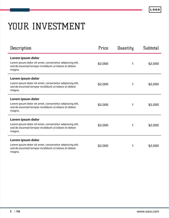 Free proposal  data analytics template